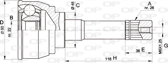 Open Parts CVJ5367.10 - Šarnīru komplekts, Piedziņas vārpsta adetalas.lv