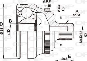 Open Parts CVJ5304.10 - Šarnīru komplekts, Piedziņas vārpsta adetalas.lv