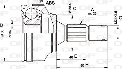 Open Parts CVJ5297.10 - Šarnīru komplekts, Piedziņas vārpsta adetalas.lv