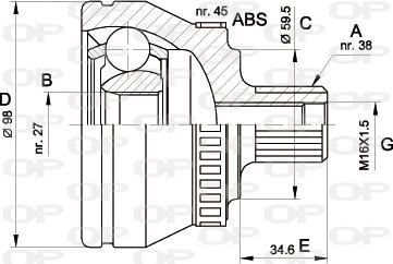 Open Parts CVJ5261.10 - Šarnīru komplekts, Piedziņas vārpsta adetalas.lv