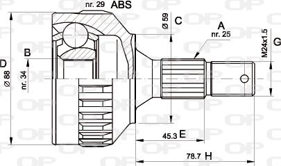 Open Parts CVJ5287.10 - Šarnīru komplekts, Piedziņas vārpsta adetalas.lv