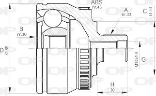 Open Parts CVJ5233.10 - Šarnīru komplekts, Piedziņas vārpsta adetalas.lv