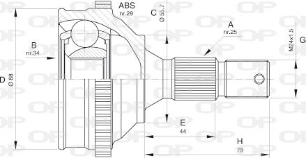 Open Parts CVJ5276.10 - Šarnīru komplekts, Piedziņas vārpsta adetalas.lv