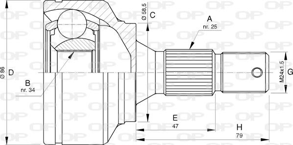 Open Parts CVJ5741.10 - Šarnīru komplekts, Piedziņas vārpsta adetalas.lv