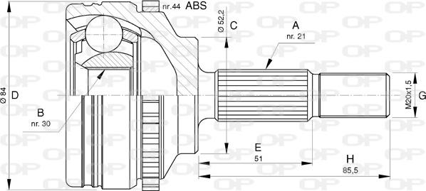 Open Parts CVJ5743.10 - Šarnīru komplekts, Piedziņas vārpsta adetalas.lv