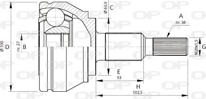 Open Parts CVJ5704.10 - Šarnīru komplekts, Piedziņas vārpsta adetalas.lv