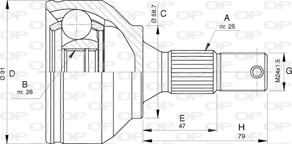 Open Parts CVJ5775.10 - Šarnīru komplekts, Piedziņas vārpsta adetalas.lv