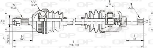 Open Parts DRS6044.00 - Piedziņas vārpsta adetalas.lv