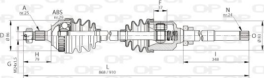 Open Parts DRS6045.00 - Piedziņas vārpsta adetalas.lv