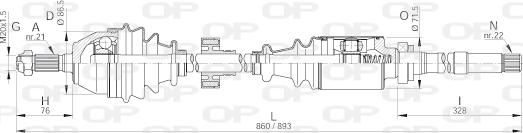 Open Parts DRS6057.00 - Piedziņas vārpsta adetalas.lv