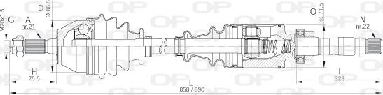 Open Parts DRS6146.00 - Piedziņas vārpsta adetalas.lv