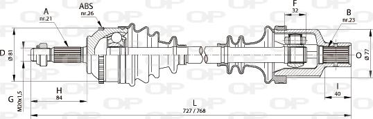 Open Parts DRS6140.00 - Piedziņas vārpsta adetalas.lv