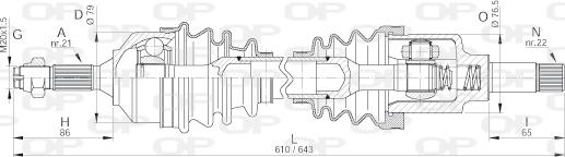 Open Parts DRS6155.00 - Piedziņas vārpsta adetalas.lv