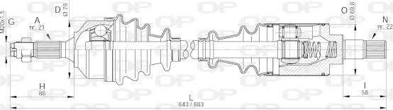 Open Parts DRS6160.00 - Piedziņas vārpsta adetalas.lv