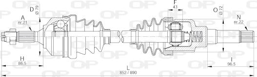 Open Parts DRS6182.00 - Piedziņas vārpsta adetalas.lv