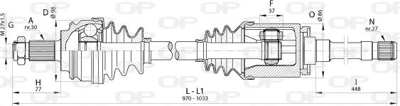 Open Parts DRS6339.00 - Piedziņas vārpsta adetalas.lv