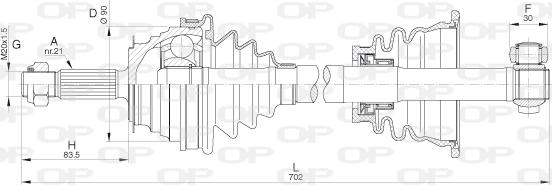 Open Parts DRS6283.00 - Piedziņas vārpsta adetalas.lv