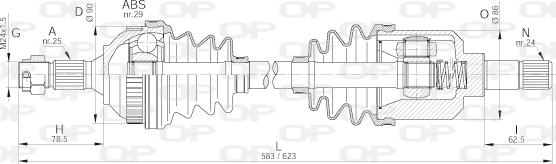 Open Parts DRS6235.00 - Piedziņas vārpsta adetalas.lv