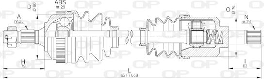 Open Parts DRS6220.00 - Piedziņas vārpsta adetalas.lv