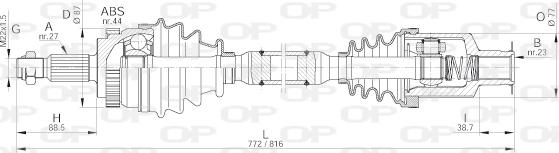 Open Parts DRS6227.00 - Piedziņas vārpsta adetalas.lv