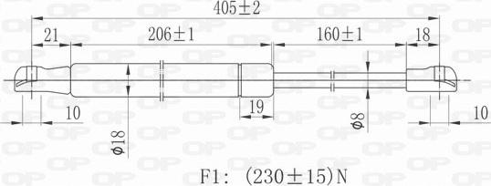 Open Parts GSR6030.00 - Gāzes atspere, Motora pārsegs adetalas.lv