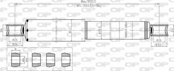 Open Parts SAB8371.12 - Amortizators adetalas.lv