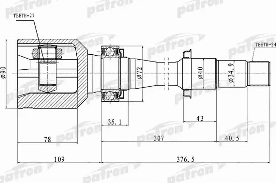 Patron PCV1430 - Šarnīru komplekts, Piedziņas vārpsta adetalas.lv