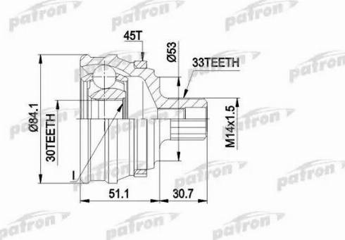 Patron PCV1122 - Šarnīru komplekts, Piedziņas vārpsta adetalas.lv