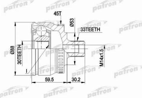 Patron PCV1375 - Šarnīru komplekts, Piedziņas vārpsta adetalas.lv