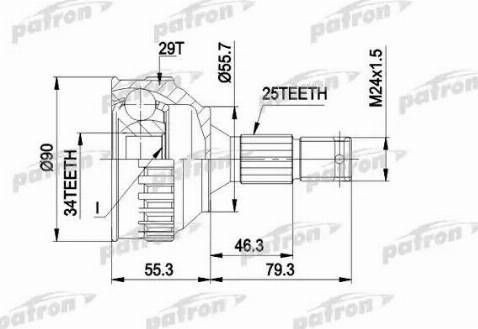 Patron PCV1282 - Šarnīru komplekts, Piedziņas vārpsta adetalas.lv