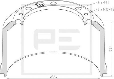 PE Automotive 016.524-00A - Bremžu trumulis adetalas.lv