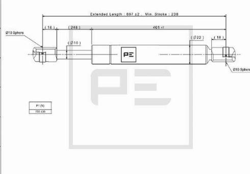 PE Automotive 010.439-00A - Gāzes atspere adetalas.lv