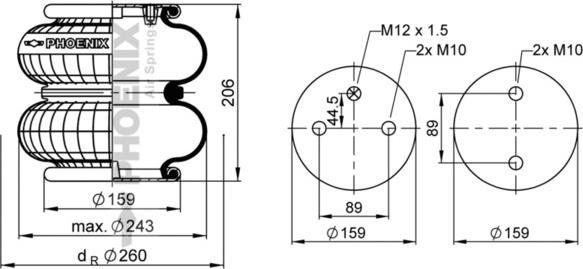 Phoenix SP 2 B 12 R-5 - Pneimoatsperes spilvens, Pneimopiekare adetalas.lv