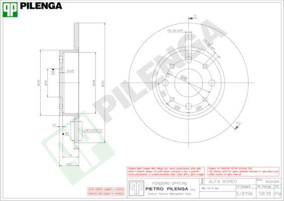 Pilenga 5838 - Bremžu diski adetalas.lv