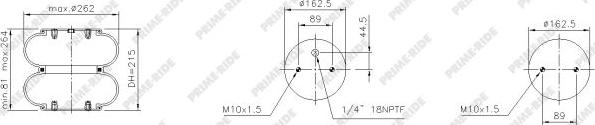 Prime-Ride 2B9-223 - Pneimoatsperes spilvens, Pneimopiekare adetalas.lv