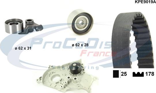 Procodis France KPE9019A - Ūdenssūknis + Zobsiksnas komplekts adetalas.lv