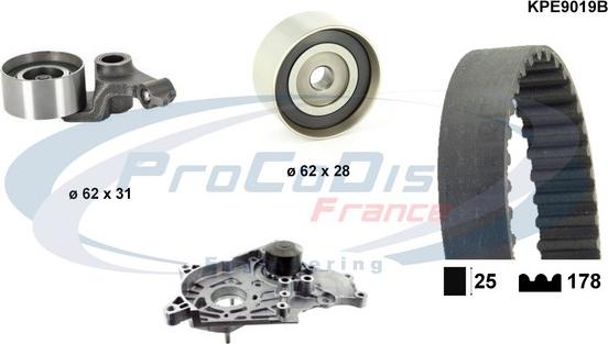 Procodis France KPE9019B - Ūdenssūknis + Zobsiksnas komplekts adetalas.lv