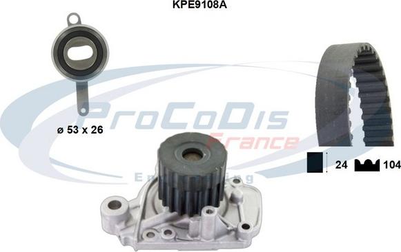 Procodis France KPE9108A - Ūdenssūknis + Zobsiksnas komplekts adetalas.lv