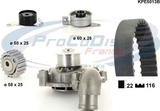 Procodis France KPE5013B - Ūdenssūknis + Zobsiksnas komplekts adetalas.lv