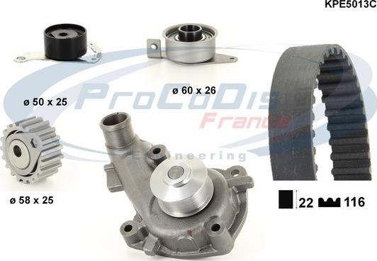 Procodis France KPE5013C - Ūdenssūknis + Zobsiksnas komplekts adetalas.lv