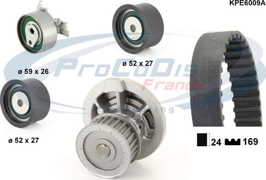 Procodis France KPE6009A - Ūdenssūknis + Zobsiksnas komplekts adetalas.lv