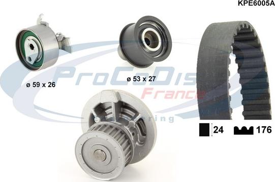 Procodis France KPE6005A - Ūdenssūknis + Zobsiksnas komplekts adetalas.lv