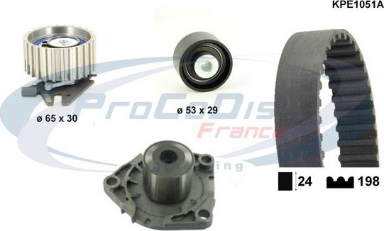 Procodis France KPE1051A - Ūdenssūknis + Zobsiksnas komplekts adetalas.lv