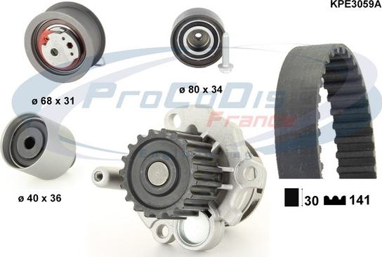 Procodis France KPE3059A - Ūdenssūknis + Zobsiksnas komplekts adetalas.lv