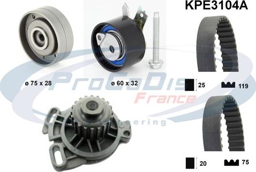 Procodis France KPE3104A - Ūdenssūknis + Zobsiksnas komplekts adetalas.lv