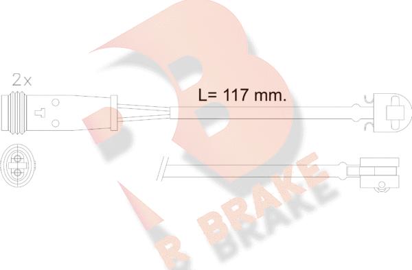 R Brake 610612RB - Indikators, Bremžu uzliku nodilums adetalas.lv