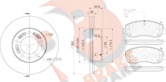 R Brake 3R19998766 - Bremžu komplekts, Disku bremzes adetalas.lv