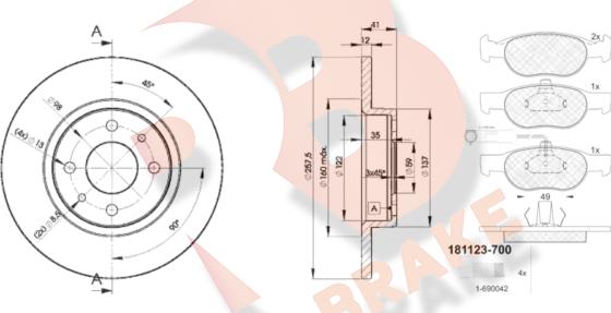 R Brake 3R11233466 - Bremžu komplekts, Disku bremzes adetalas.lv