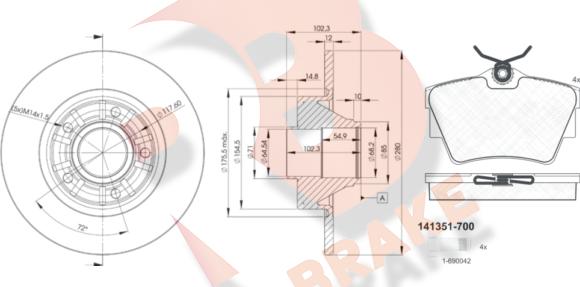 R Brake 3R13516846 - Bremžu komplekts, Disku bremzes adetalas.lv