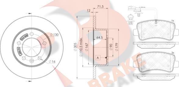 R Brake 3R20018767 - Bremžu komplekts, Disku bremzes adetalas.lv